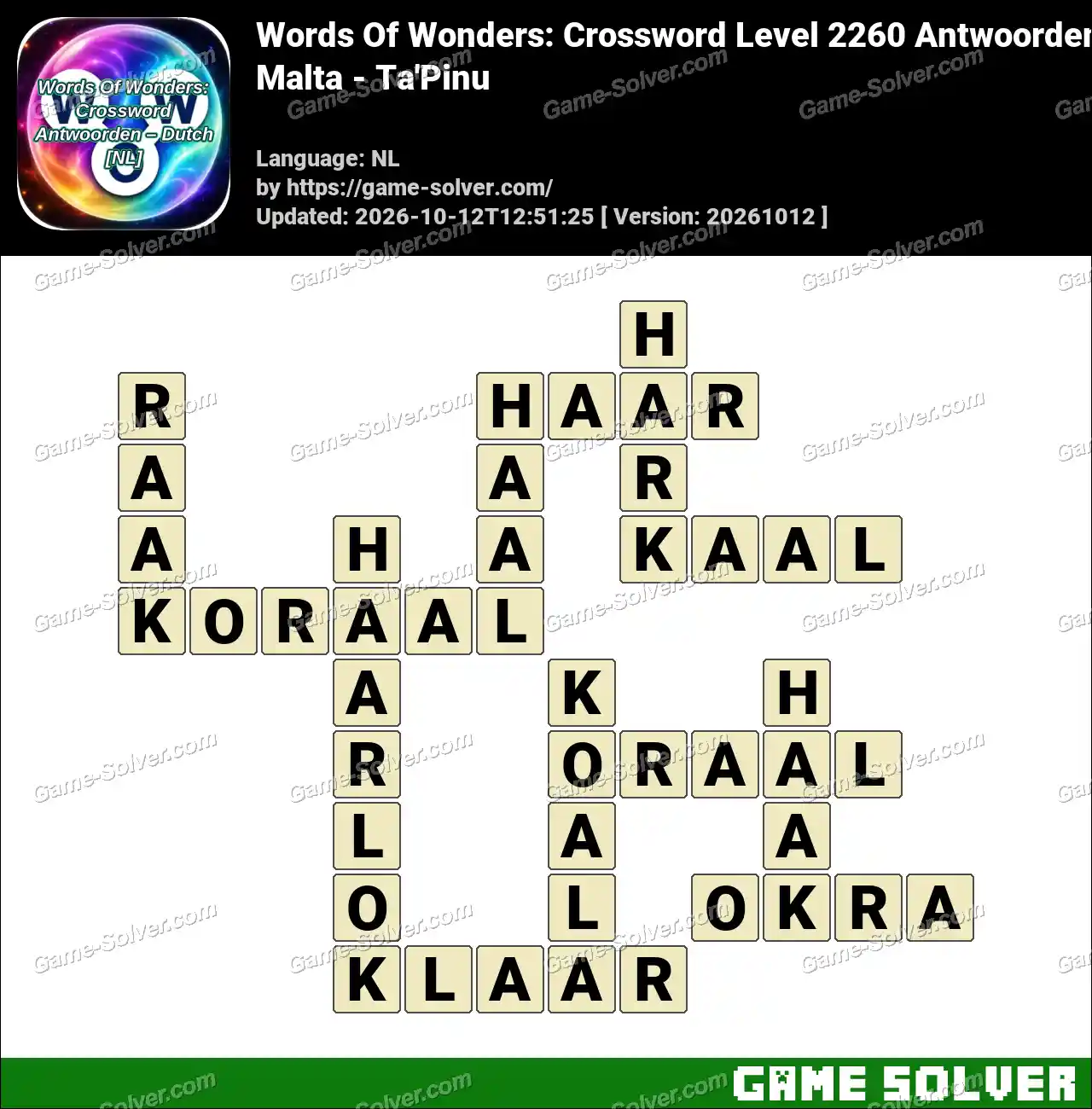 Words Of Wonders: Crossword Level 2260 Antwoorden – Malta – Ta’Pinu